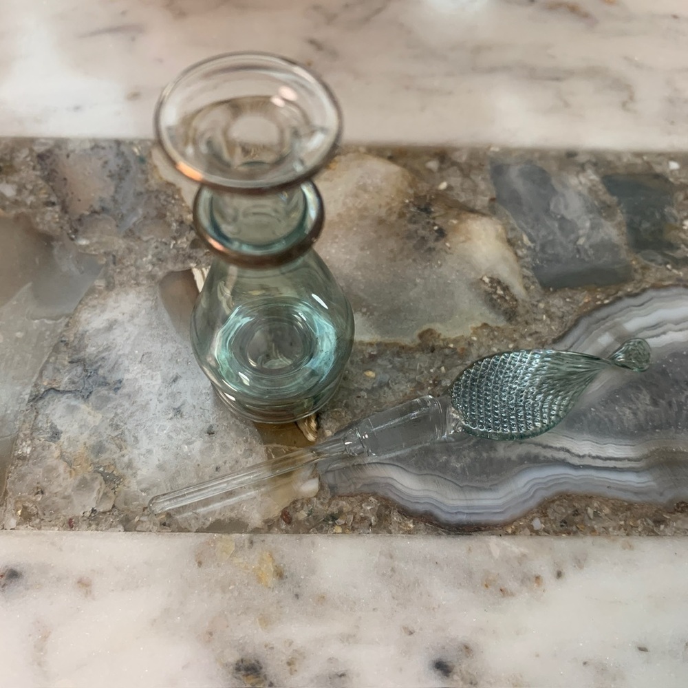 2199 Artisan Glass Mini Perfume Bottle with Green Accents - Picture 3 of 6
